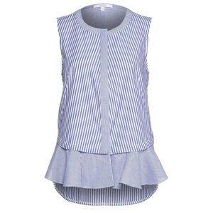 Derek Lam 10 Crosby Blue Striped Front Ruffle Top Size 2 - 2777
